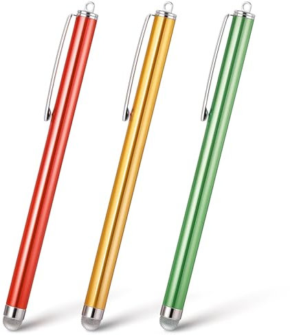 Yuanchu Tablet Stift für Alle Tablets,3 Stück Touchscreen Stift Hochpräzise Faserspitze Eingabestifte Universal Stylus Pen kompatibel mit alle Handys/Tablets (Gold+Rot+Grün)