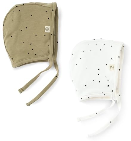 LITTLE GUSTO Organic Cotton Baby Hat, Baby Bonnet, Infant Earflap Beanie Hat, 0-12 Months, 2-Pack (UK, Age, 6 Months, 12 Months, Cotton)