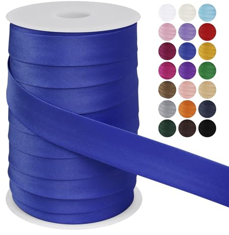LEREATI Cinta al Bies Costura 25mm x 50m Cintas al Sesgo Ribetes para Costura Cinta Mochila Poliéster, Cenefa para Costura, Ropa, Pancartas, Tapicería, Ribetes, Muebles (Azul Real)