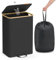 SONGMICS Poubelle de Recyclage pour Bouteilles et Canettes, 95 L, Collecteur d’Emballage de Boisson, avec Trou, Couvercle, Sac avec Poignées, Cuisine, Noir d'Encre et Beige Naturel RRB509B01