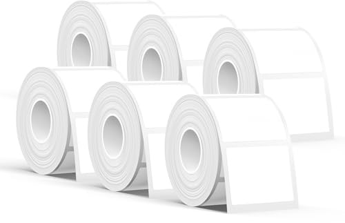 SUPVAN T50M Etiketter, 40mm x 30mm, 250 St/Rull, 6 Rullar, Svart På Vit | Termisk, Vattentät, Oljeresistent, Slitstark, Stark Vidhäftning, Automatisk Identifiering, för Skola, Kontor och Hem
