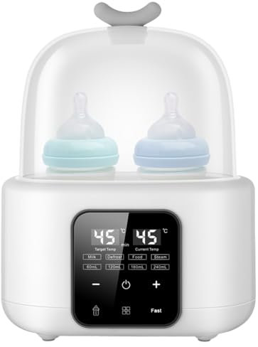 Baby Bottle Warmer, 9-in-1 Double Bottle Sterilizer with Smart Temp Control LCD Display, Fast Baby Food Heating & Defrost, BPA-Free Portable Bottle Warmer for Breastmilk, Formula, Heat Food