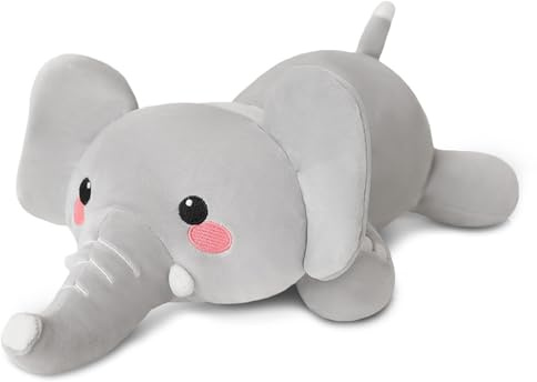 Xfrog Peluche de Elefante Pesado, Peluche con Peso de ansiedad, Blando, Peluche de Elefante de Peluche Suave, muñeca para bebé, cojín de Elefante, Juguete de Peluche para niños, Gris, 25 cm