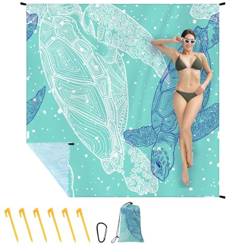 Ainiv Tapis de Plage 210 x 200 cm, Imperméable, Anti Sable, Couverture de Pique-Nique pour Plage, Camping, Randonnée, Pique-Nique