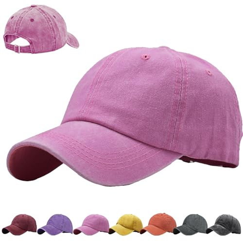 AUNGKWANG Gewaschener Baseballkappe für Kinder, Premium Baseball Cap, 100% Baumwolle, Verstellbar Schildmütze, Einfarbig, Outdoor Running Freizeit Basecap, für 5-10 Jahre alt Jungen Mädchen