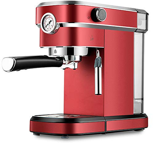 CVNIMV Cafetera de Bomba de 15 Bares/cafetera de Espresso, cafetera de Capuchino y café con Leche, Apagado automático, Color Negro/Rojo (A) La Nueva