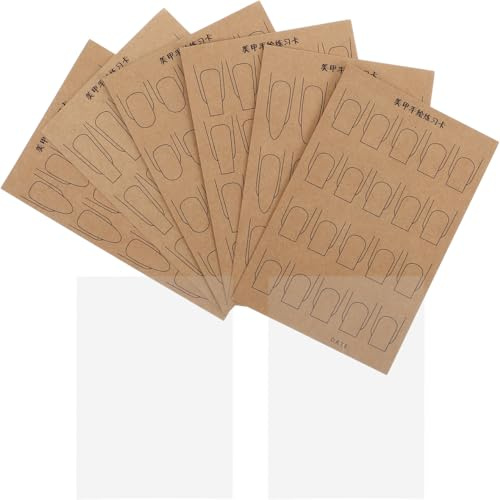 VALICLUD Double-Sided Nail Art Practice Pads 6 Pieces Reusable Hand-Painting and Sketching Sheets with Transparent Pet Covers 5.91X3.94In for Nail Art Training