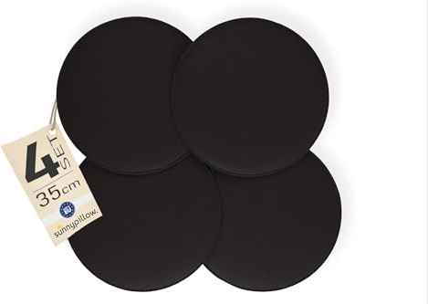 sunnypillow Set di 4 Cuscini per Sedia in Feltro rotondo Ø 36cm - Comodi Cuscini in Feltro per Panca e Sedia - per Interni, Esterni - Cuscini da Seduta - Nero
