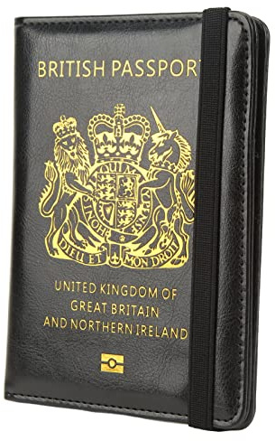 Blaihild Portafoglio per Passaporto in Pelle PU, Portadocumenti da Viaggio Bloccante con Scomparti Multipli per Carte e Cintura Elastica, per Uomo e Donna
