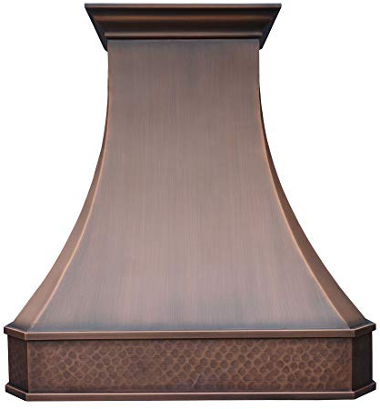 SINDA Handmade Unique Copper Range Hood, Professional SUS304 Liner with Internal Motor and Baffle Filter, Easy Installation, H3SLW4839, 48Wx39H