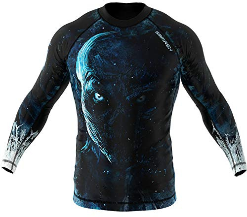 SMMASH Black Walkers Rashguard Herren Kampfsport Langarm, Sport Longsleeve Atmungsaktiv und Leicht, Sportoberteile für MMA, Krav MAGA, BJJ, Slim Fit Funktionsshirt Herren, Hergestellt in der EU (L)