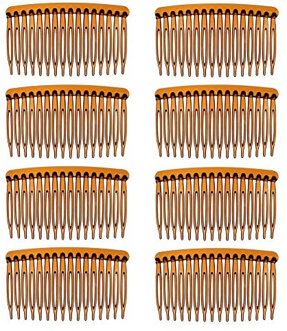 DaricowathX 8-Piece Hair Comb Set - Slides, Plain & Clear Combs (Tortoise, Coffee)