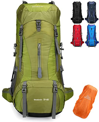 Doshwin 70L Mochila Camping Trekking Senderismo Viaje (con Funda Impermeable) (Verde)