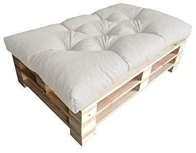chilly pilley Cuscino Trapuntato Per Mobili In Pallet Riempito Con Fiocchi Di Schiuma Per Divano Per Schienale Per Sedile Laterale Set (Cuscino Del Sedile 120 X 60 Avorio)