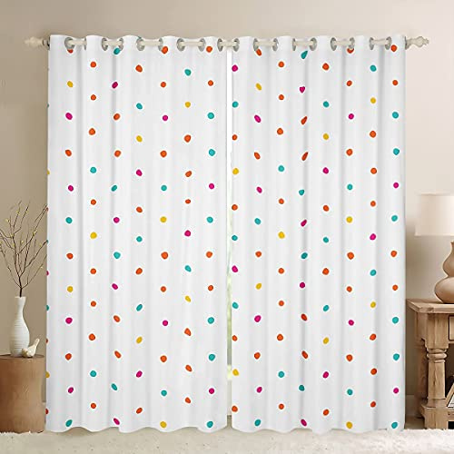 Kids Room Curtain Colorful Polka Dot Curtain for Bedroom Luxury Hypoallergenic Child Boys Girls Curtain Lightweight Microfiber Drapes,W66*L72