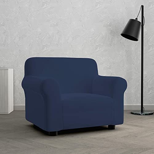 Italian Bed Linen Copridivano Elastico Dahlia – Proteggi Divano Elasticizzato 80–100 cm, 1 posto, Fodera Estensibile - Blu Scuro