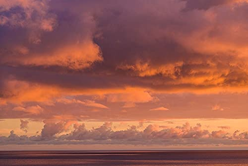 ArtExpert Canary Islands-Fuerteventura Island-Morro Jable-Playa de la Cebada beach-sunset sky by Walter Bibikow - 18x12 Art Print Poster