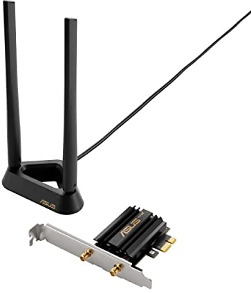 ASUS WiFi 6E + Bluetooth 5.2 PCI-E Expansion Card (PCE-AXE58BT) - Supports 6GHz Band, WPA3, 160MHz, WPA3 Network Security, OFDMA and MU-MIMO, External Antenna, Magnetic Base, Ultra Low Latency
