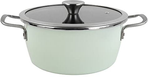 Magefesa Nordic cacerola 24 cm con revestimiento antiadherente bicapa reforzado con esmalte exterior color verde menta y herrajes de inox satinados con tapa plana de vidrio