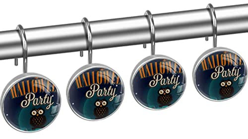 Ganci per tende da doccia, anelli per tende da doccia antiruggine per bagno, ganci decorativi per tende da doccia per aste per tende da doccia, set di 12, Ragno del gufo di Halloween del fumetto