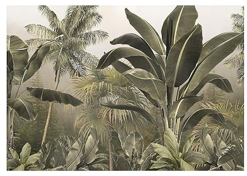 WallArena - Vlies Fototapete Blätter Dschungel Wald Bäume grüne Pflanzen Natur 368x254 cm - Fototapeten - Tapeten für Wohnzimmer Schlafzimmer Vliestapete Wandtapete Tapete 3D Effekt- inkl. Kleister