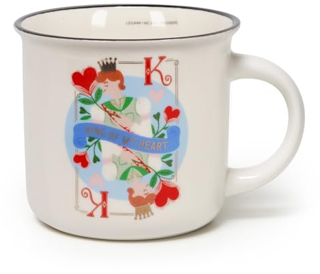 Legami - Taza Cuppuccino de porcelana New Bone China, taza de desayuno, taza de café té lavable en lavavajillas, tema King, diámetro 10 cm, capacidad 350 ml