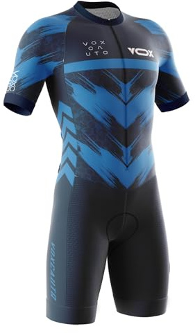 Triathlon Tri Costume,Homme Pro Trifonction Manches Courtes Sports de Plein Air Vêtements de Triathlon,Trisuit léger sans Manches pour Duathlon, Natation, Cyclisme, Course à Pied