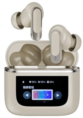 CENMEN Auriculares Intrauditivos Inalámbricos V8 con Cancelación de Ruido ANC, Controles de Pantalla Táctil, Color Rosa