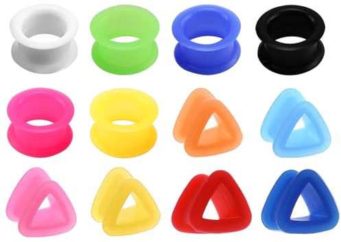 XSDSLS 12 Pares Silicona Oreja Tapones Túneles Flexible Set 6-18mm Doble Acampanado Expansor Oreja Medidores Piercing Estiramiento Carne Túnel Tapones Triángulo Redondeado Oreja Túneles (10 MM)