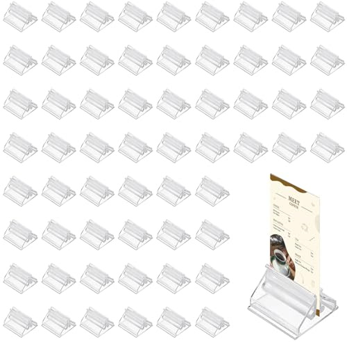 UOSIWYA 120 Stück Kartenständer, Kunststoff Tischkartenhalter Transparent Spielkartenhalter Fotohalter Mini Bilderständer Kartenhalter für Karten Visitenkarten Fotos Brettspielzubehör