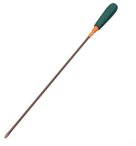 Vidonergy Destornillador ranurado extendido, eje de aleación de acero de 5 x 300 mm, longitud total de 420 mm, resistente para zonas de difícil acceso, mango verde (ranurado)