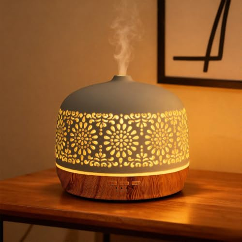 Vankarr 500ml Difusor Aceites Esenciales Difusor de Aromas Ultrasónico Difusor de Aromaterapia Humidificador Vaporizador de Esencias para Casa, Yoga