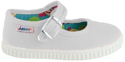 javer 62 - Mercedita Hebilla niños loneta. Calzado de Lona cómodo para niños. Niñas Color: Blanco Talla: 26