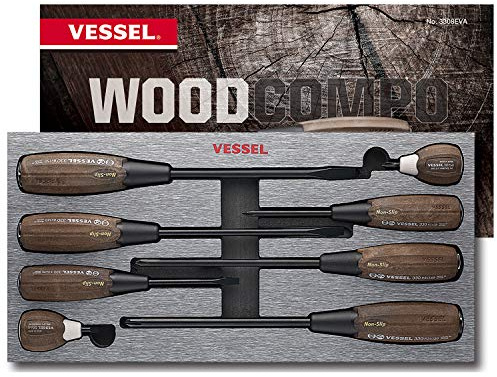VESSEL WOOD-COMPO Non-Slip Tang-Thru Screwdriver 8PC. SET