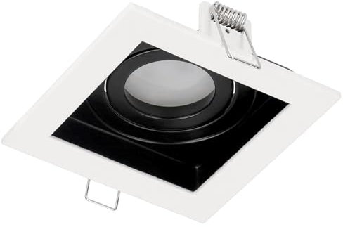 EDO Moderna lampada da incasso a soffitto RUTEN Lampada quadrata da soffitto a 1 punto bianco e nero Riflettore da soffitto in alluminio zoccolo girevole GU10 Gx5,3 IP20 EDO777128