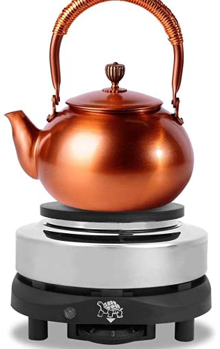 Fornello Elettrico Portatile da Appoggio in Acciaio a Temperatura Regolabile per Tè Caffè, Piastra Riscaldante Singola (Spina Europea)