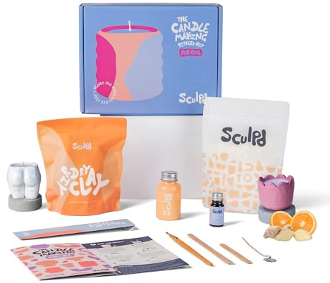 Sculpd Kerzenherstellungs- & Töpfer-Set – Komplettes Kunstset: Enthält lufttrocknenden Ton, Sojawachs, Duft & Werkzeuge – DIY Bastelgeschenk für Erwachsene, Jugendliche, Männer & Frauen