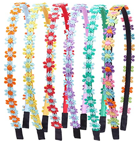 CLDURHGE Fasce per Fiori per Bambina, 6 cerchietti per Capelli con Margherite Sottili Multicolore e graziose, Confezione da 6 Fasce per Ragazze, Capelli Colorate Margherita,Decorazioni Dolci e Carine