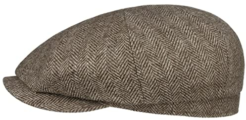 Stetson Hatteras Flatcap Undyed Wool Klassische Form Natürliche Schurwolle Made in EU Herren Herbst/Winter beige-braun XL (60-61 cm)