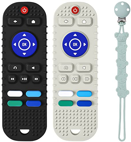 HOTUT Mordedores Bebes,Juguetes de Silicona para La Dentición con Cuerda anti-perdida,Juguete la Dentición del Bebé sin BPA,Mando a Distancia para la dentición para Bebés