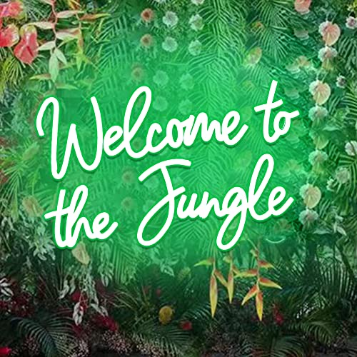 DAKABUKA Welcome to the Jungle LED Neon Signs Green Neon Lights for Wall Decor USB Light Up Sign For Garden Home Porch Store Christmas Living Room Bar Decoration(16.5 * 11Inch)