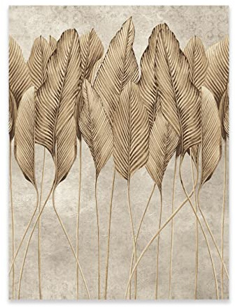 WallArena Poster Boho Style Beige Blätter 50x70 cm Hochformat - OHNE RAHMEN XXL Wandposter Kunstdruck Fotoposter Wandbild Wandbilder Wand Bild auf Poster Wohnzimmer Schlafzimmer Küche