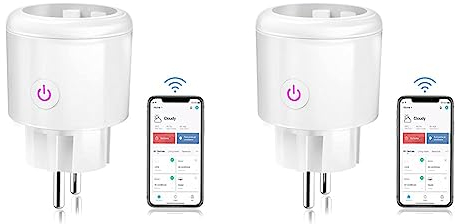 Enchufe Inteligente Smart Plug, Enchufes Inteligentes Temporizador Interruptor Wifi, Control Remoto, Control de Voz, Monitor de Consumo, Horarios y Temporizadores, No Necesita HUB (Paquete de 2)