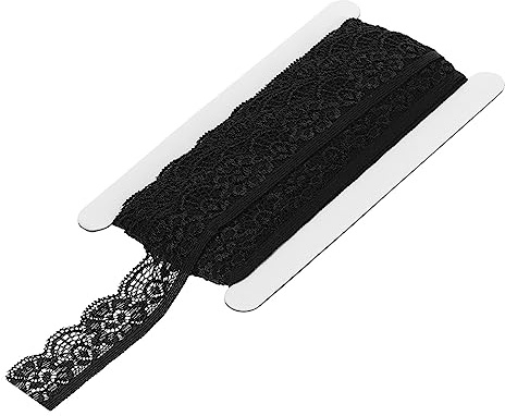 QUARKZMAN Encaje Adorno Vintage Crochet 0.98 x 10 Yardas Negro Encaje Cinta para Bricolaje Recorte Álbum Ropa Tela Boda Decoración Regalo Papel