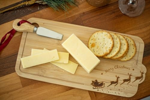 Marco Paul Bamboo Cheese Board Gift Set Charcuterie Boards Wooden Serving Tray Platter Fruits Cracker Stakes Snacks Grazing Board Platter Wooden Chopping Board Wood Cheese Board House Warming Gifts