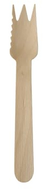 PAPSTAR 1000 tenedores para tartas y aperitivos de madera pura, 14 cm, con borde dentado por un lado