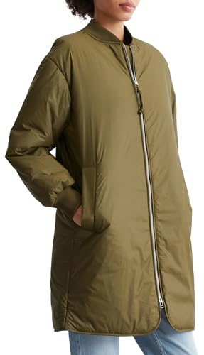 Marc O'Polo Denim Damen Übergangsjacke mit Strickkragen Long-Blouson, Grün (Dark Earth), L