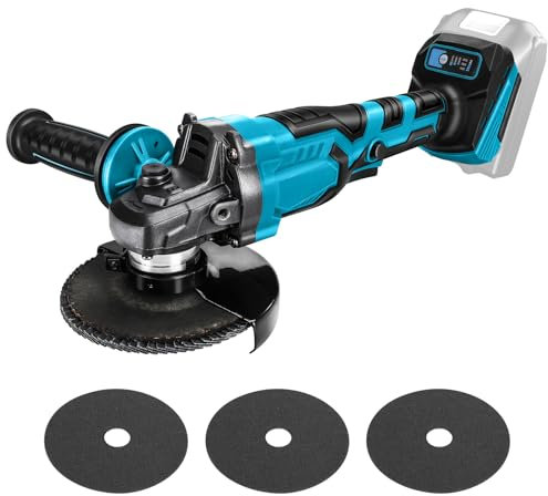 WingFly Amoladora Angular a Batería para Makita 18V, Mini-Amoladora Profesional, 125mm, Motor Sin Escobillas, Protección de Disco, para Cortar, Esmerilar, Pulir (3 ruedas de corte)