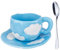 Kaffeetassen Set 250ml Wolke Porzellan Kaffeetassen, Kaffeetassen mit Untertasse und Löffel, Espresso Latte Tassen Geschenke für Familie, Angehörige und Freunde