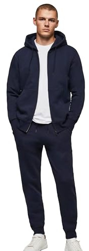 BRAND KRUZE Mens Tracksuit Set Long Sleeve Zip Up Hoodie and Casual Cotton Regular Fit Joggers Set KZMS140 TRACKSUIT NAVY M